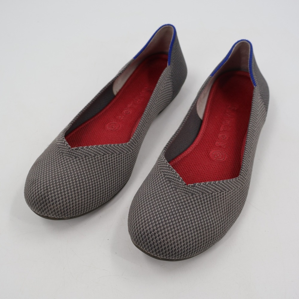 Rothy's The Point Flats Women 8 Grey Micro-Pattern Knit Pointed Toe Sustainable